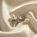 Stainless Steel Earrings Natural Freshwater Pearl – Stylish Gifts — 3