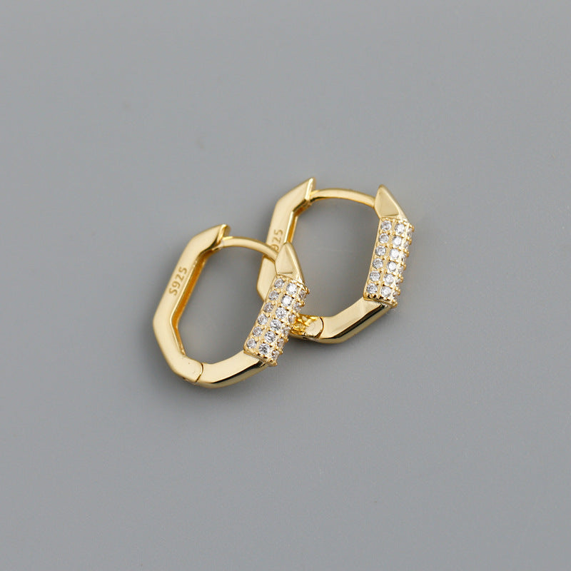 Women's Statement Electroplated Diamond Hoop Earrings – Gifts for Her — 1