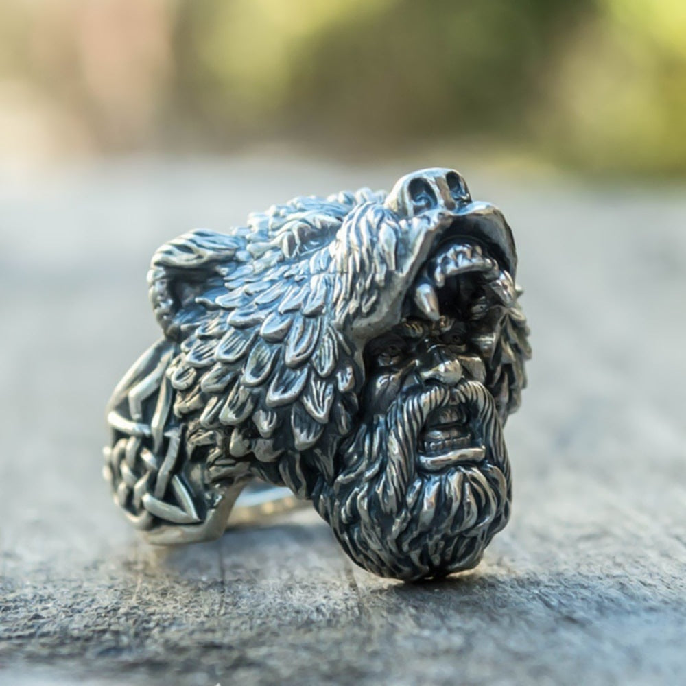 Viking Warrior Male Ring Bear Head Celtic Ring – Gifts for Him — 1