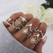 Diamond-embedded Combination Knuckle Ring 10-piece – Thoughtful Gifts — 1