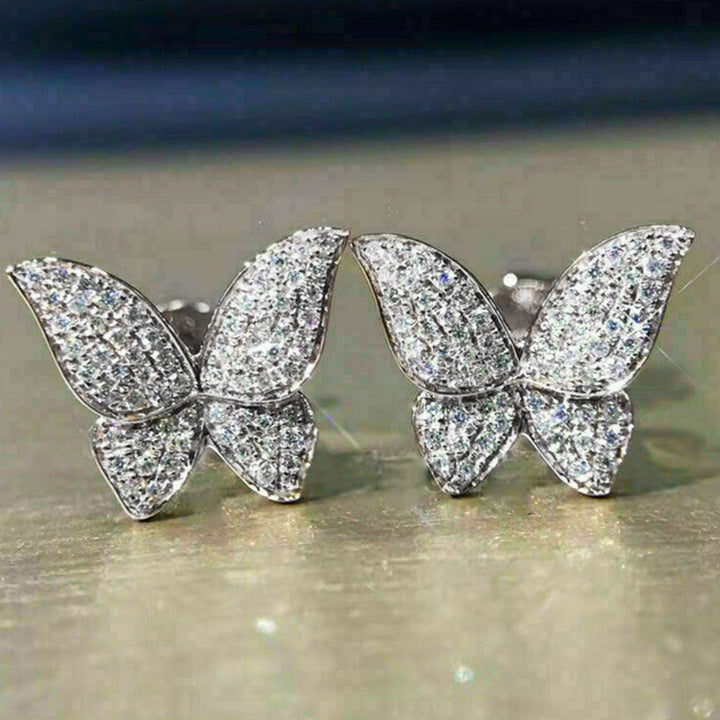 Fashionable Sweet Micro-set Zircon Butterfly Stud – Birthday Gifts — 1