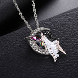 Diamond Moon Angel Pendant Necklace – Jewelry Gift Ideas — 6