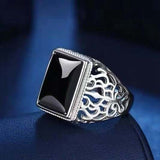 Silver Plated Black Onyx Men Ring – Gifts for Him — 2