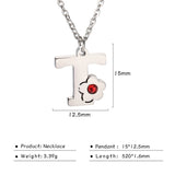 Flower Rhinestone-encrusted 26 Letter Necklace – Jewelry Gift Ideas — 4