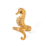 Ocean 18K Gold Stainless Steel Seahorse Opening Ring – Gift Ideas — 2