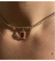 Square Gem Unique Rhinestone Necklace Female – Jewelry Gift Ideas — 9
