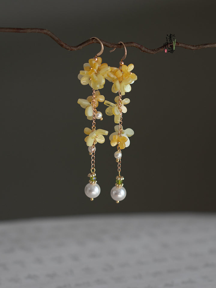 Cheongsam Earrings Acetate Flower Tassel Earrings – Stylish Gifts — 2