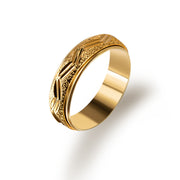 Gold Narrow Faced Reel Print Circular Texture Ring – Surprise Gifts — 4
