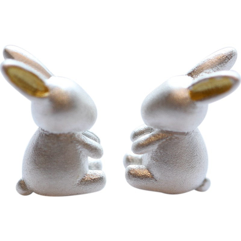 Silver Yellow Rabbit Earrings Simple – Gifts for Pet Lovers — 1
