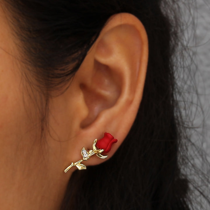 Fashion Three-dimensional Rose Earrings Personalized – Stylish Gifts — 1