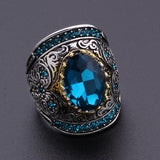 Oval Blue Gemstone Ring With Wide Face Ring – Thoughtful Gifts — 4