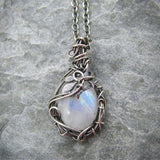 Simian Moonstone Necklace Wire Cutout Moon – Jewelry Gift Ideas — 3