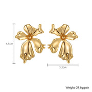 Metal Flower Earrings Petal Light Luxury High-grade – Gifts for Her — 4