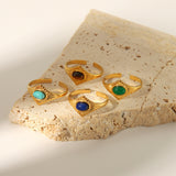 Retro New Lapis Turquoise Titanium Steel Ring – Everyday Gifts — 3