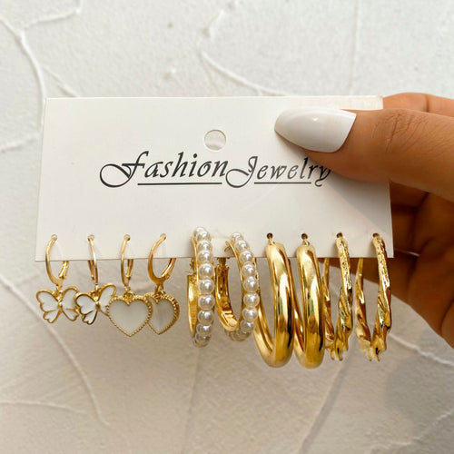 Creative Vintage Pearl Hoop Earrings Set – Stylish Gifts — 2