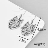 Hollow Wolf Head Silver Stainless Steel Dangle – Gifts for Her — 6
