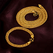 Gold Double Buckle Flat Chain Solid Necklace – Jewelry Gift Ideas — 2