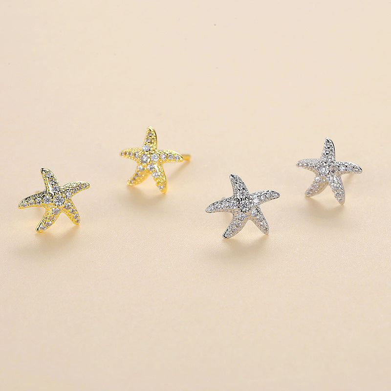 Full Diamond Starfish Stud Earrings Women's Advanced – Gifts for Her — 1