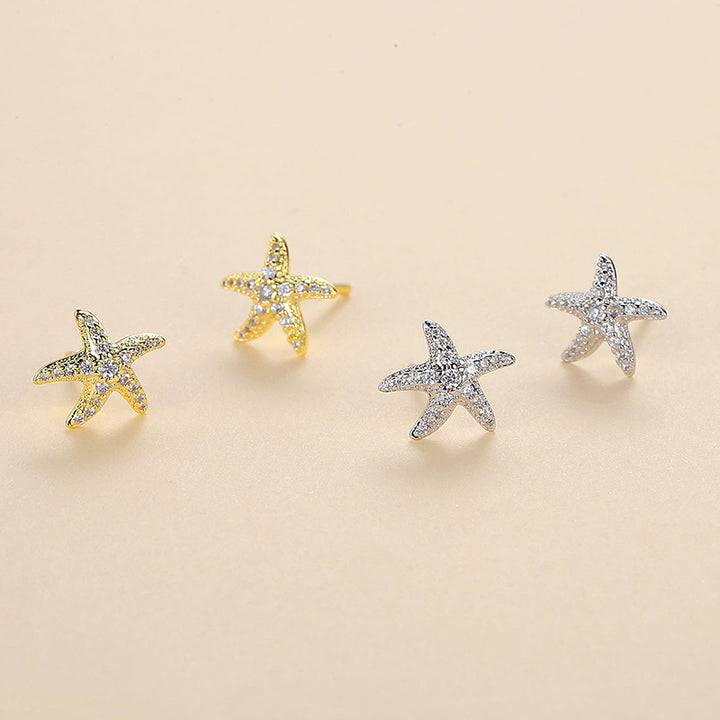 Full Diamond Starfish Stud Earrings Women's Advanced – Gifts for Her — 1
