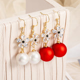 Short Festive Red Pearl Frosted Bead Earrings – Stylish Gifts — 3