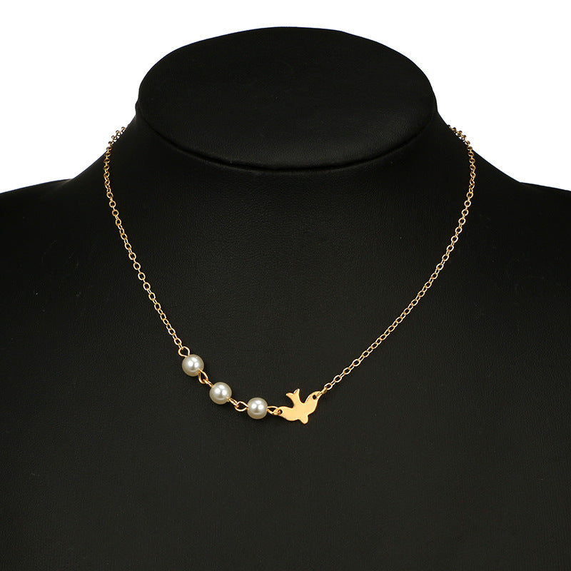 Peace Dove Pearl Pendant Short Necklace Clavicle – Jewelry Gift Ideas — 1