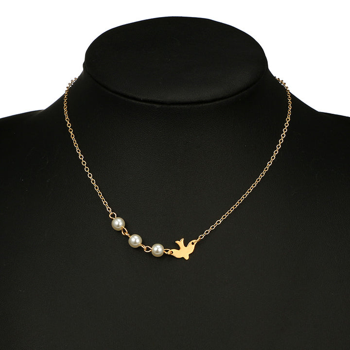 Peace Dove Pearl Pendant Short Necklace Clavicle – Jewelry Gift Ideas — 1