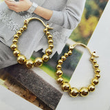Gold Ball Hoop Earrings Beaded Circle Ear Clip – Meaningful Gifts — 11