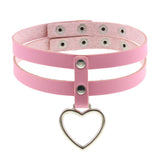Black PU Leather Peach Heart Pendant Collar – Jewelry Gift Ideas — 18