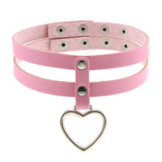 Black PU Leather Peach Heart Pendant Collar – Jewelry Gift Ideas — 18