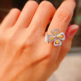 Yellow Diamond Four-leaf Clover Crystal Female Ring – Gifts for Her — 1