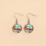 Boho Best Teacher Ever Glass Dome Earrings Stainless – Gifts for Her — 9