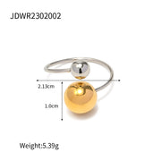 Spherical Personality Ring Female Gold Steel Size Ball – Gifts for Her — 17