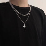 Titanium Steel Double Layer Cross Necklace Cuban – Jewelry Gift Ideas — 6