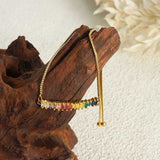Inlaid Zirconium Rectangular Adjustable Bracelet – Jewelry Gift Ideas — 7
