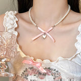 Color Bow Beaded Necklace Female Flower Short – Jewelry Gift Ideas — 15