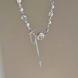 Moonlight Zirconia Cross Tassel Titanium Necklace – Jewelry Gift Ideas — 2