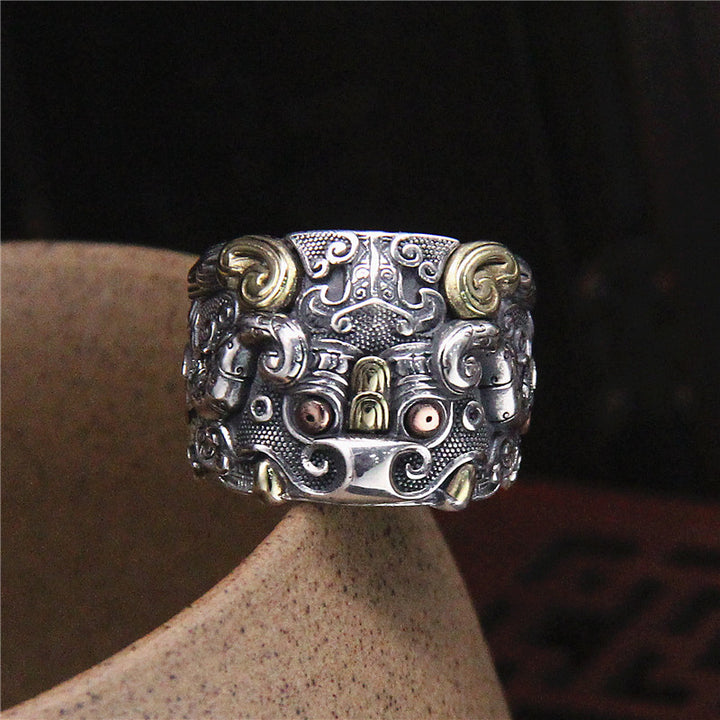 S925 Sterling Silver Vintage Dragon Pattern Ring – Meaningful Gifts — 1