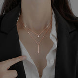 Square Stripe Diamond Round Double Necklace – Jewelry Gift Ideas — 7