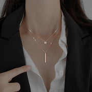 Square Stripe Diamond Round Double Necklace – Jewelry Gift Ideas — 7