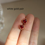 Sterling Silver Peach Heart Love Stud Earrings Red – Gifts for Couples — 4