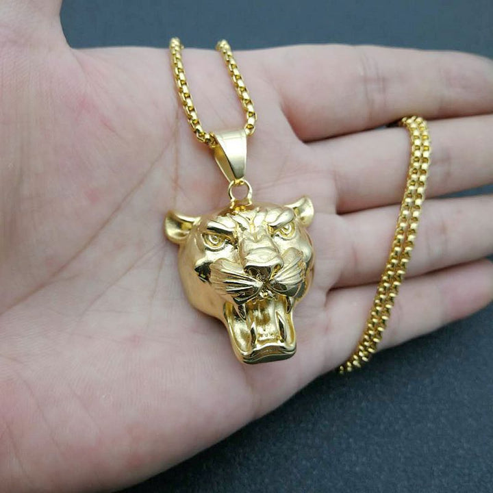 Stainless Steel Gold-plated Lion Head Pendant – Jewelry Gift Ideas — 1