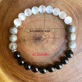 White Cat Eye Natural Map Stone Beaded Bracelet – Jewelry Gift Ideas — 3