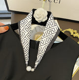 Magnetic Buckle Silk Women Scarf Pearl Necklace – Stylish Gifts — 14