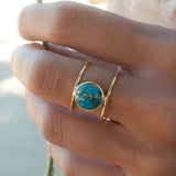 Simple double ring turquoise set ring – Holiday Gift Ideas — 3