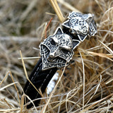 Vintage Stainless Steel Double Wolf Head Bracelet – Jewelry Gift Ideas — 3