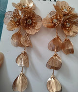 Long Metal Flower Tassel Earrings Necklace Set – Jewelry Gift Ideas — 6