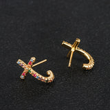 Cross colored zircon earrings – Thoughtful Gifts — 3