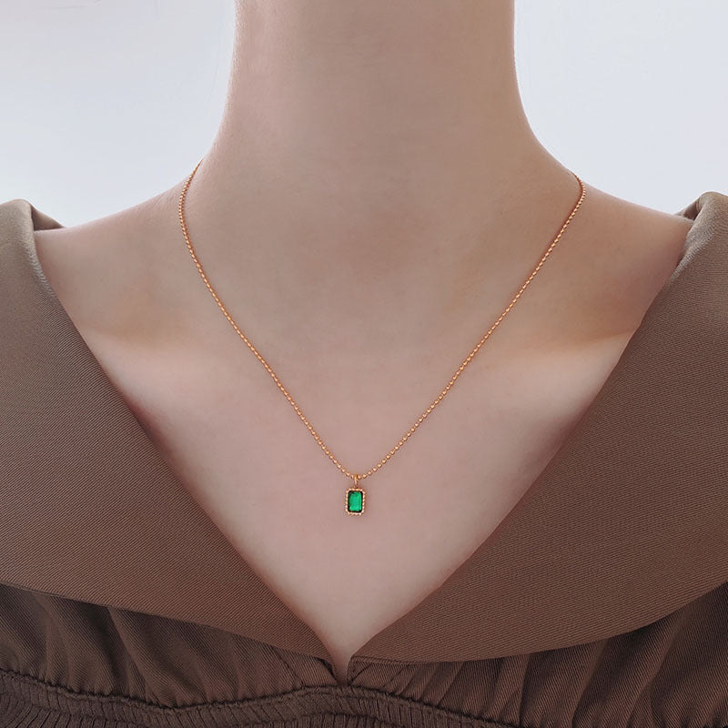 Women's Emerald Single Diamond Titanium Necklace – Jewelry Gift Ideas — 1