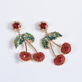 Personality Exaggerated Cherry Alloy Diamond Earrings – Everyday Gifts — 3