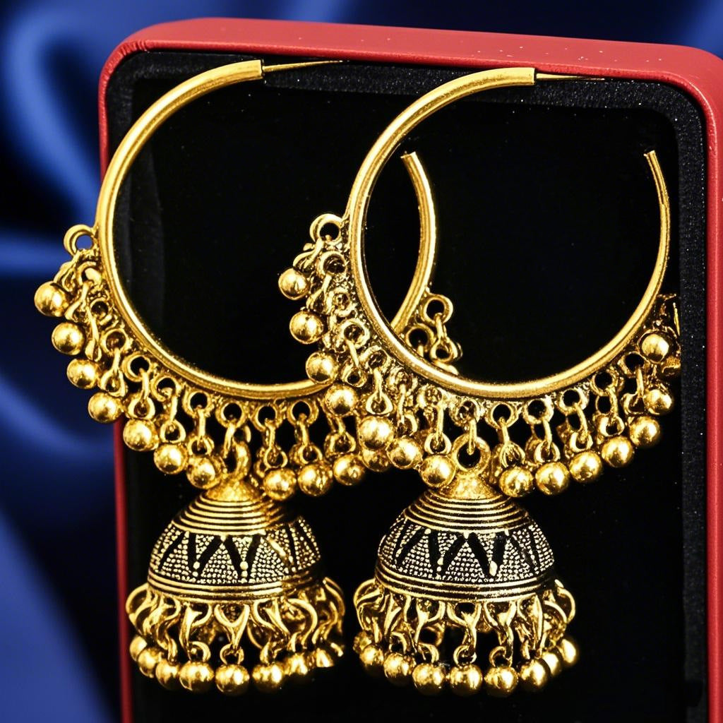 Womens Gold-Plated Vintage Chandelier Bell Earrings – Small Gift Ideas — 1